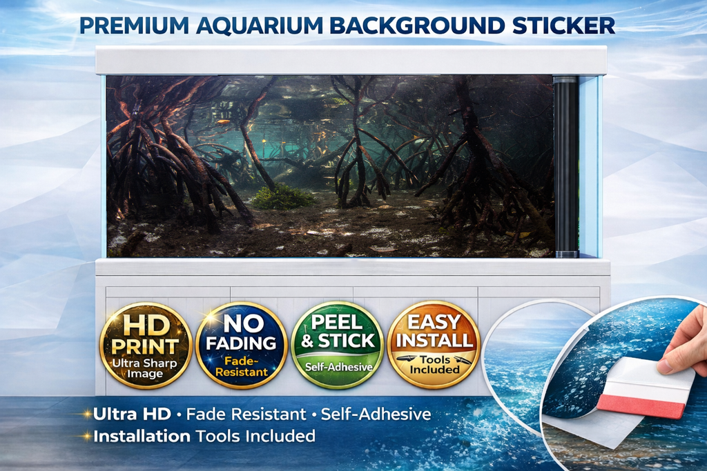Mystic Mangrove Roots aquarium background decal by Aquarium Backround Trung3D featuring 3D fish tank backdrop peel and stick decal.