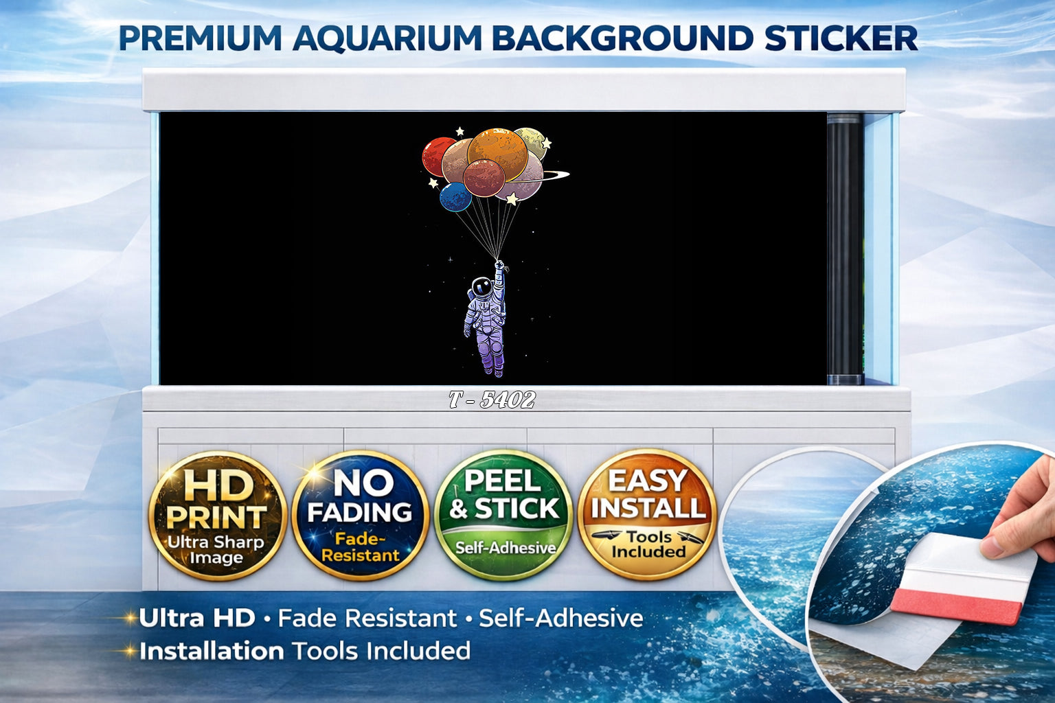 Premium Aquarium Background Sticker – Astronaut Space Galaxy - Aquarium Backround Trung3D