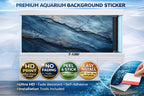 3D blue marble aquarium background decal featuring a layered stone design for a vibrant underwater backdrop.