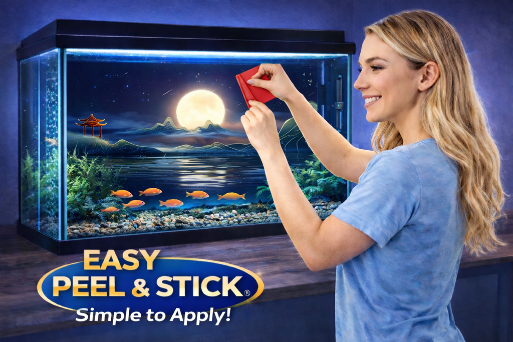 Fish Tank Background Sticker Landscape Moon Peel & Stick Aquarium Decal - Aquarium Backround Trung3D
