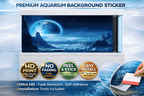 Blue space night aquarium background decal by Aquarium Background Trung3D, featuring a starry night sky scene for fish tanks.