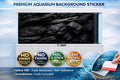 Premium black rock aquarium background sticker on a fish tank, featuring ultra HD design by Aquarium Background Trung3D.