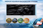 Premium black rock aquarium background sticker on a fish tank, featuring ultra HD design by Aquarium Background Trung3D.