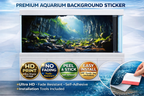 Sunlit emerald canyon aquarium background decal by Aquarium Backround Trung3D, featuring a vibrant 3D fish tank backdrop with lush canyon scenery.