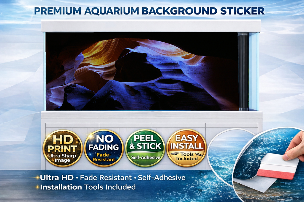 Mystic Canyon Cave aquarium background decal by Aquarium Backround Trung3D, featuring 3D fish tank backdrop with cave scenery.