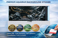 Natural rock and driftwood aquarium background sticker for fish tanks, featuring ultra HD design by Trung3D.