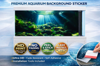 Sunlit moss reef aquarium background decal by Aquarium Backround Trung3D, featuring a 3D fish tank backdrop with vibrant moss and reef details.