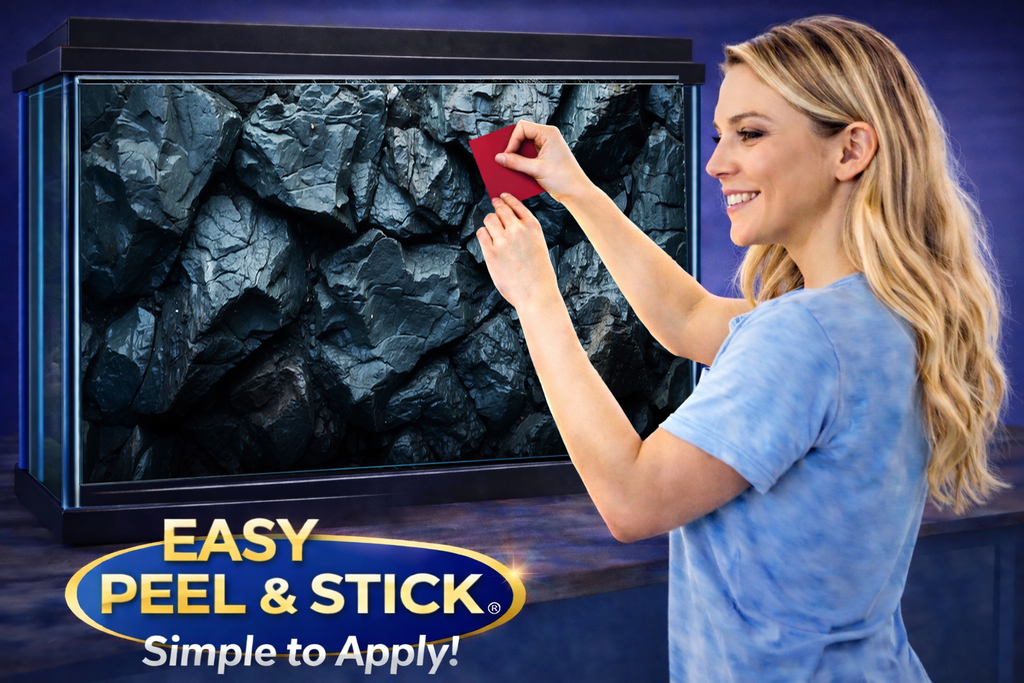 Ultra HD stacked rock aquarium background sticker for fish tanks by Aquarium Background Trung3D, showcasing realistic textures.