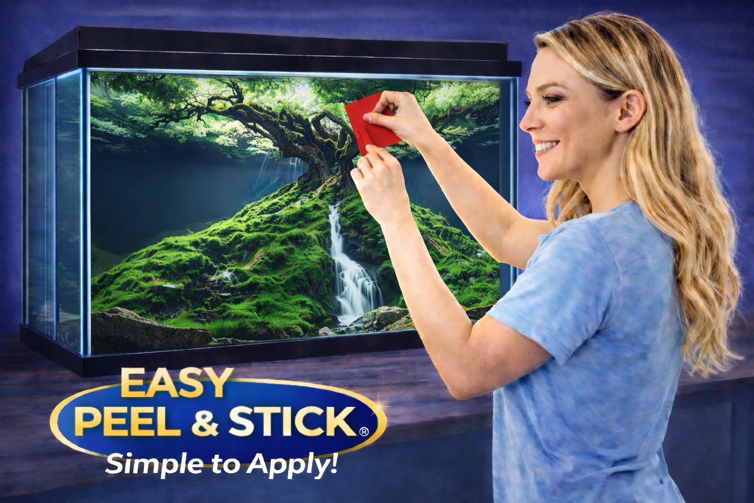Sacred Tree Waterfall Aquarium Background – 3D HD Fish Tank Decor - Aquarium Backround Trung3D