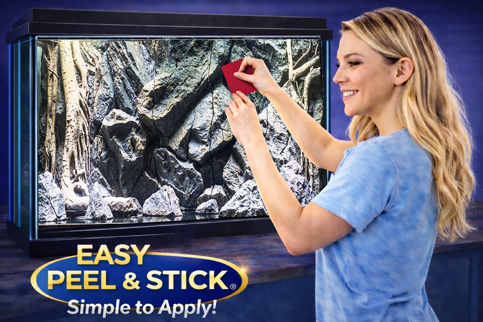 Realistic peel and stick aquascape rock and root aquarium background decal by Aquarium Background Trung3D.