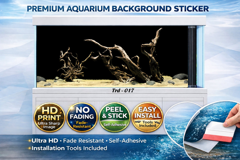 Ultra HD 3D Driftwood Aquarium Background – Black Minimal Fish Tank Sticker, Easy Install - Aquarium Backround Trung3D