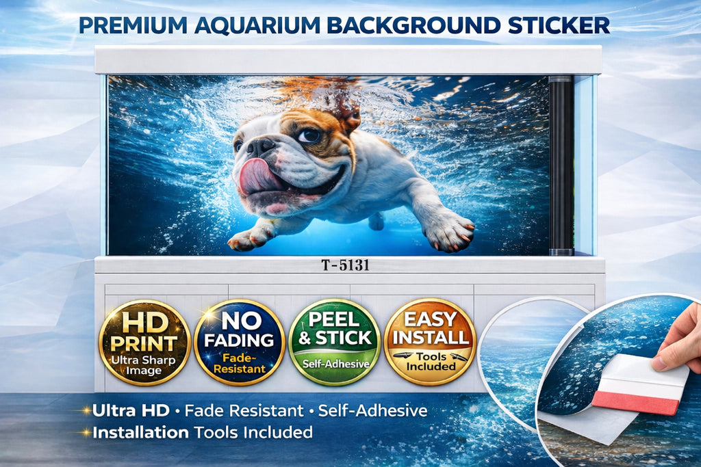 Premium Aquarium Background Sticker – Joyful Bulldog - Aquarium Backround Trung3D