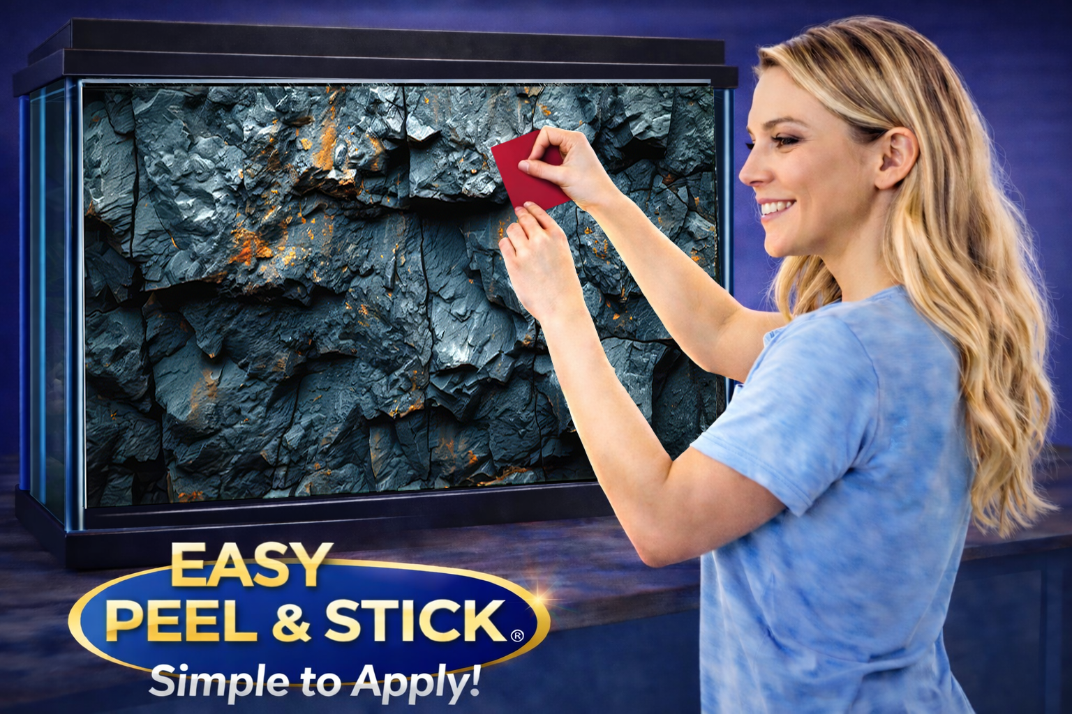 Ultra HD mineral rock aquarium background sticker for fish tanks by Aquarium Background Trung3D, peel and stick decal.