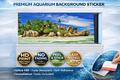 Ultra HD Tropical Island Aquarium background decal showing exotic beach scene with fish and coral for fish tank decor.