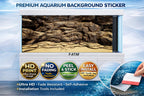 Natural sandstone rock cliff aquarium background sticker for fish tanks by Aquarium Background Trung3D, ultra HD decal.