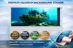 3D shipwreck aquarium background decal featuring an HD underwater scene for fish tanks, by Aquarium Background Trung3D.
