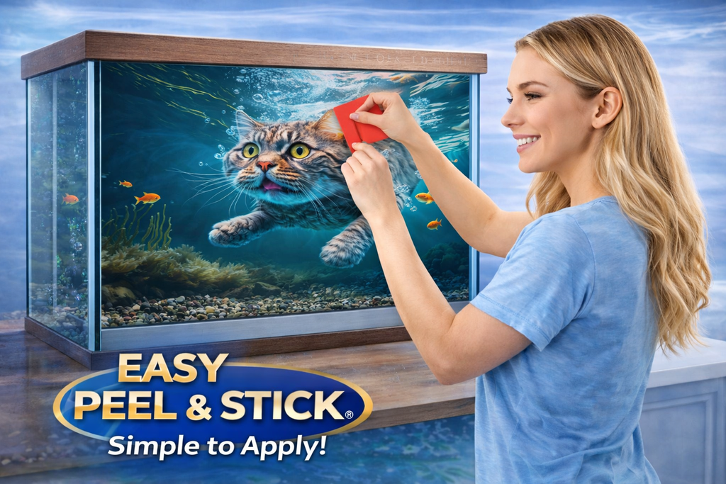 Underwater Cat Aquarium Background Sticker – Peel & Stick Fish Tank Backdrop - Aquarium Backround Trung3D