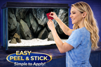 Natural rock cliff aquarium background sticker by Aquarium Background Trung3D for fish tank decor.