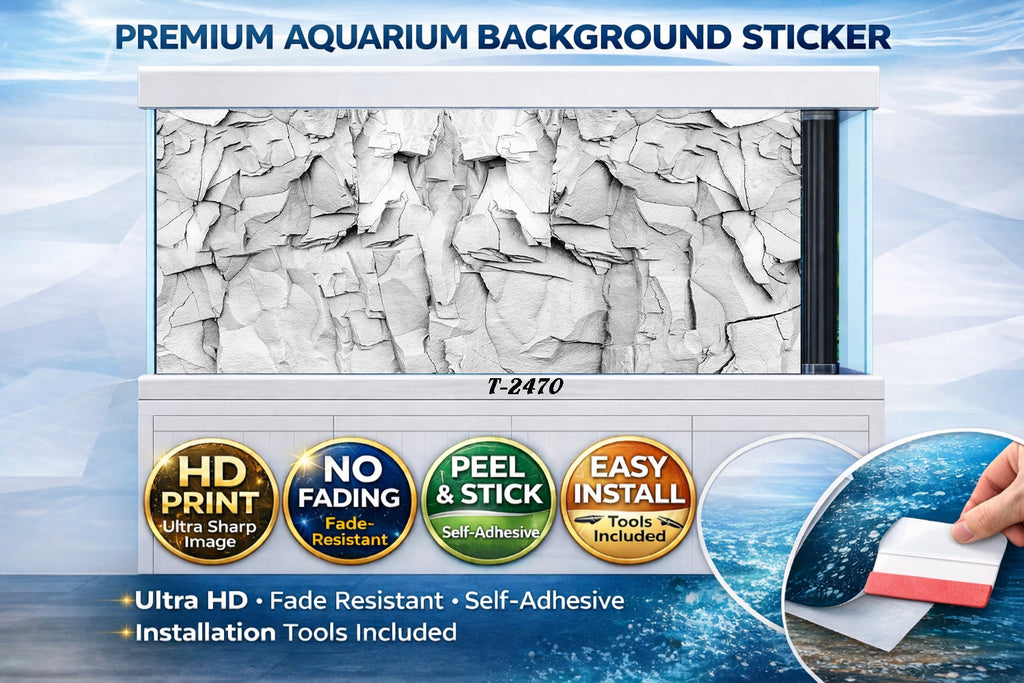 Natural rock cliff aquarium background sticker by Aquarium Background Trung3D for a realistic fish tank backdrop.