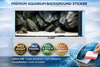 Natural rock cliff aquarium background sticker by Trung3D, featuring ultra HD design for fish tank decor.