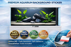 Realistic stone and plant aquascape decal for fish tanks by Aquarium Background Trung3D, featuring a peel and stick design.