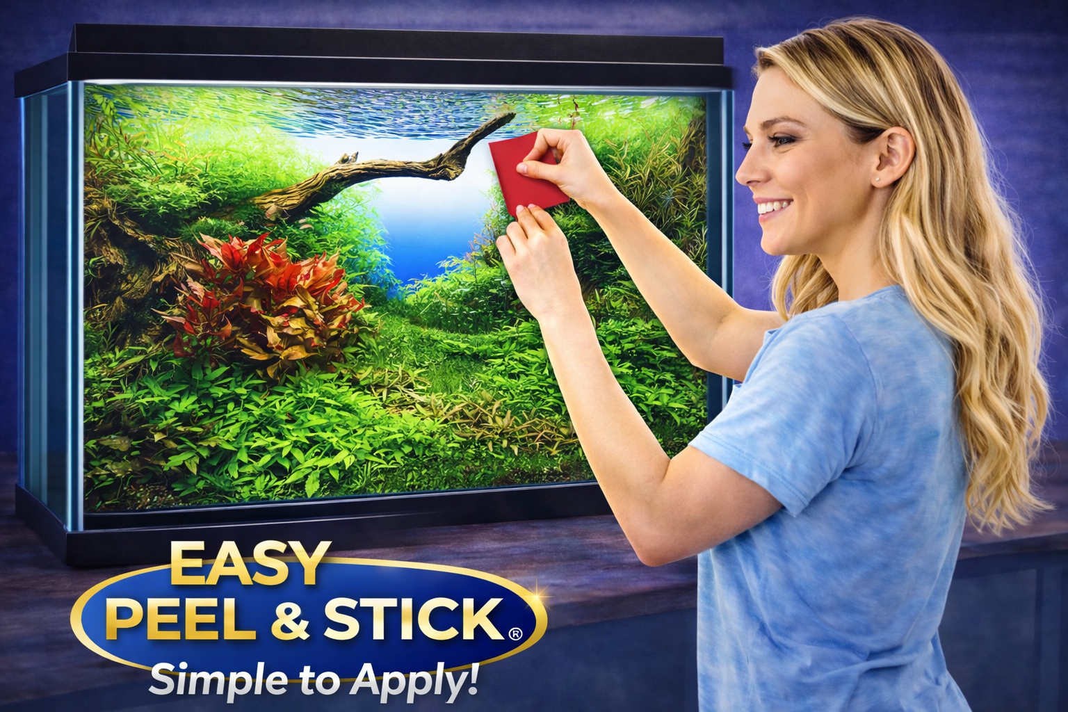 Luxury 3D Aquarium Background Sticker – Lush Green Aquascape Scene, Ultra HD, No Fading - Aquarium Backround Trung3D