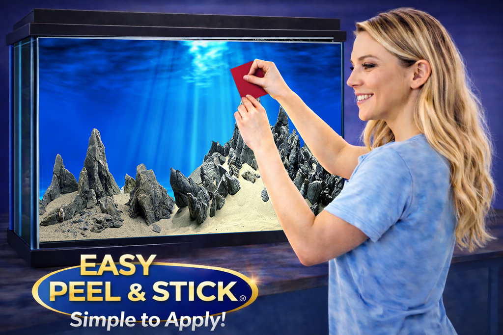 Natural sandstone canyon aquarium background sticker for fish tank, featuring ultra HD detail and self-adhesive design.