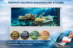 3D coral reef aquarium background decal by Aquarium Backround Trung3D, featuring vibrant ocean fish and coral details for fish tanks.