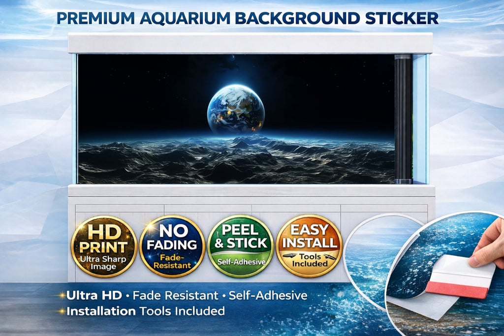 3D planet galaxy aquarium background decal by Aquarium Backround Trung3D, featuring space-themed planet and galaxy design for fish tanks.