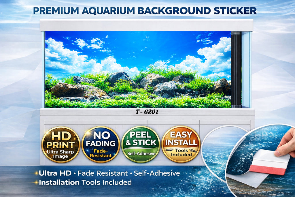 3D Aquarium Background Sticker – HD Rocky Meadow Aquascape Wallpaper - Aquarium Backround Trung3D