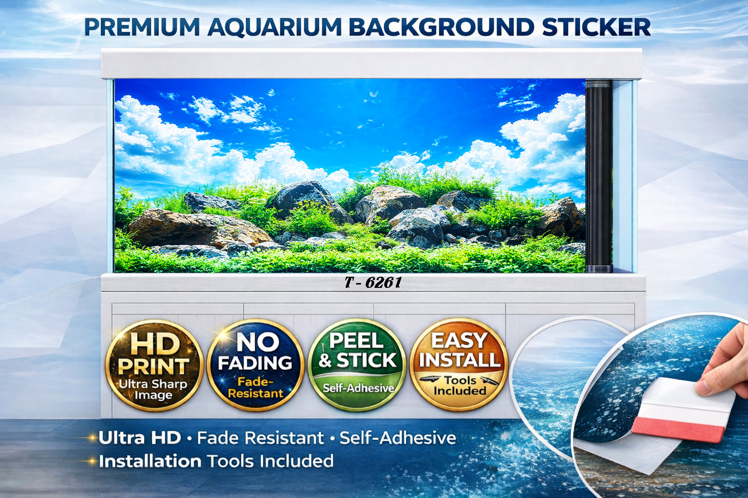3D Aquarium Background Sticker – HD Rocky Meadow Aquascape Wallpaper - Aquarium Backround Trung3D
