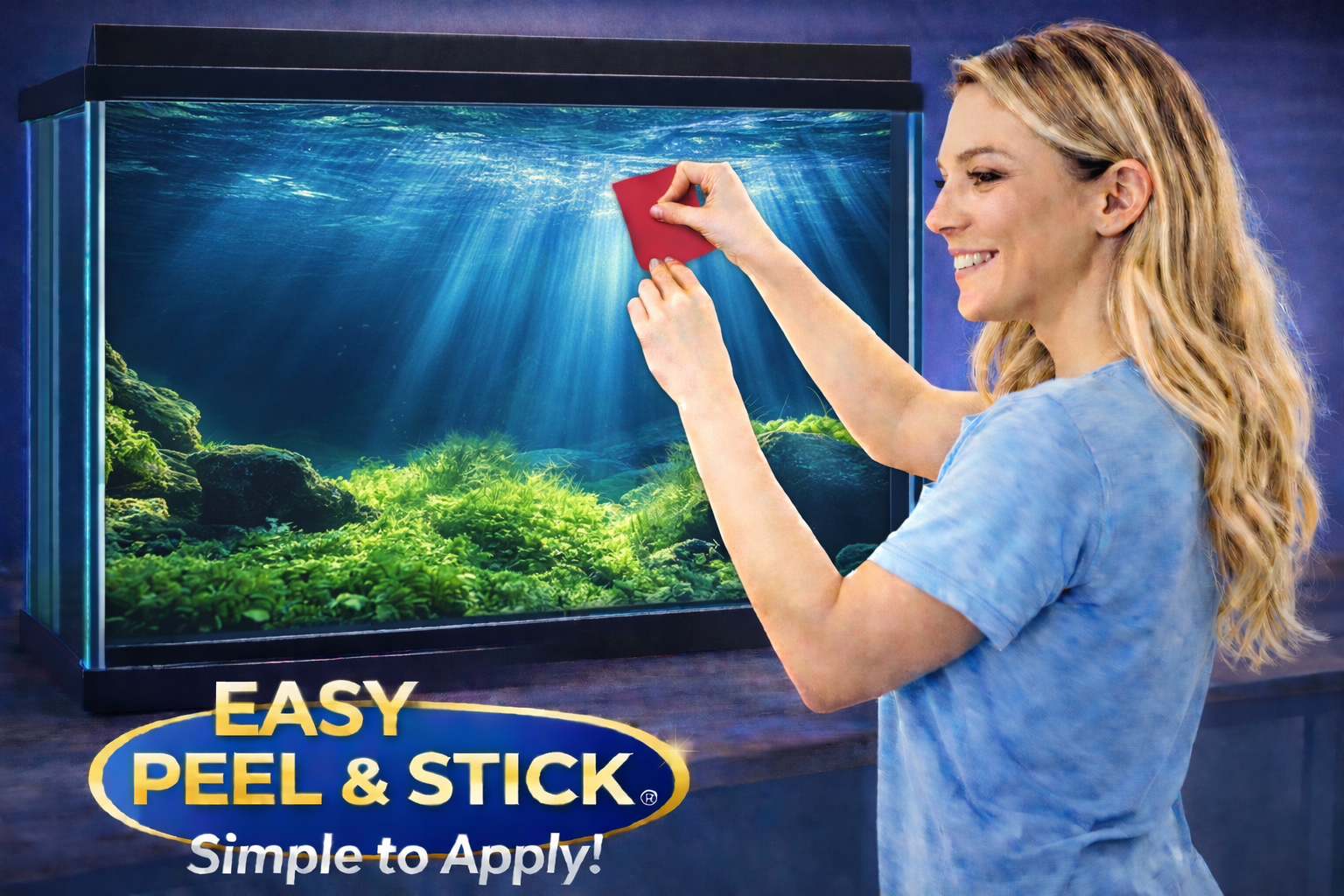 Ultra HD 3D Underwater Aquarium Background – Sunlight Rays Deep Blue Fish Tank Sticker - Aquarium Backround Trung3D