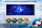 Astronaut planet aquarium background decal showing a galaxy scene, designed for fish tanks by Aquarium Background Trung3D.