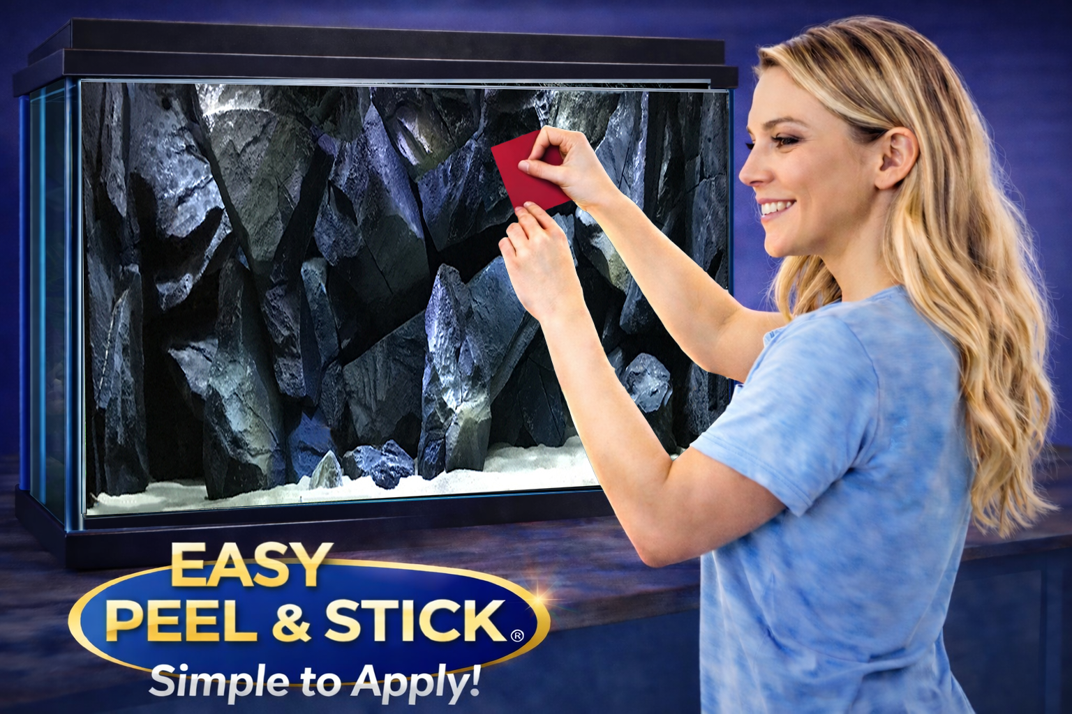 3D realistic black stone wall aquarium background decal for fish tanks by Aquarium Background Trung3D.