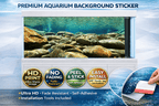 Aquarium Background Trung3D decal featuring an Ultra HD underwater stone fish tank backdrop with realistic underwater rocks and marine scenery.