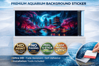 Ultra HD Moonlit Sakura aquarium background decal by Aquarium Background Trung3D, featuring cherry blossoms and Japanese-inspired fish tank scenery.