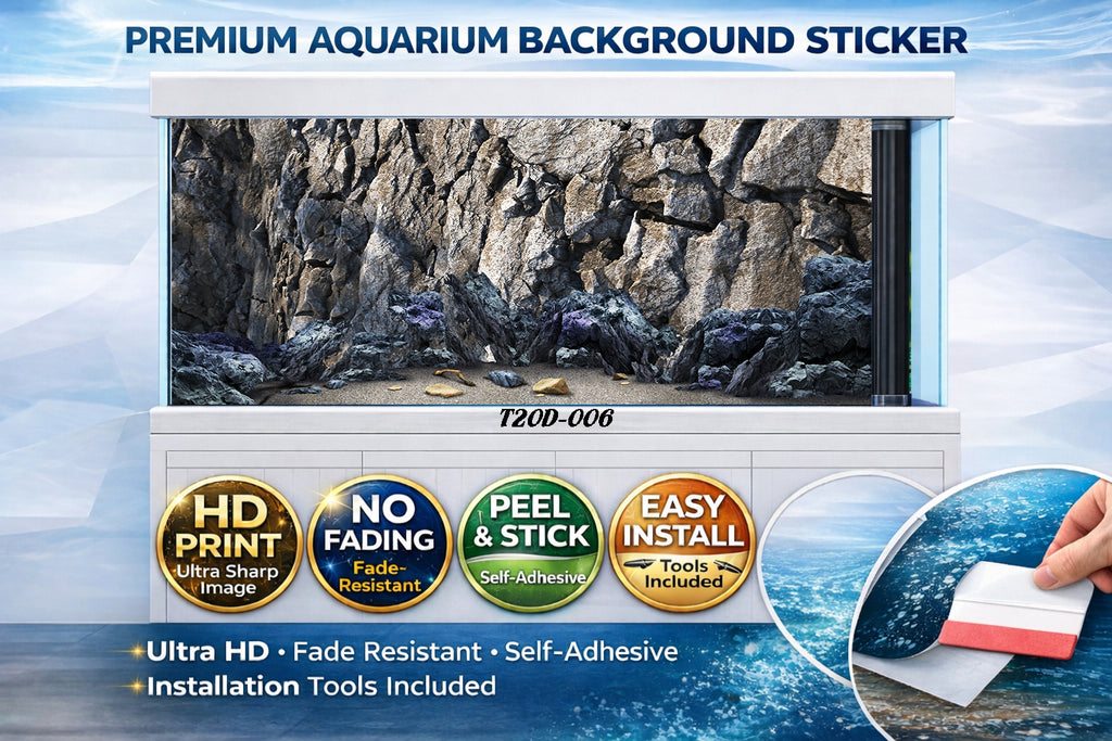 Ultra HD self-adhesive natural canyon rock aquarium background sticker for fish tank decor by Aquarium Background Trung3D.