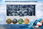 Natural basalt rock cliff aquarium background sticker by Aquarium Background Trung3D, featuring a realistic fish tank backdrop.