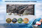 Natural brown rock cliff aquarium background sticker by Trung3D, featuring an ultra HD self-adhesive fish tank backdrop.