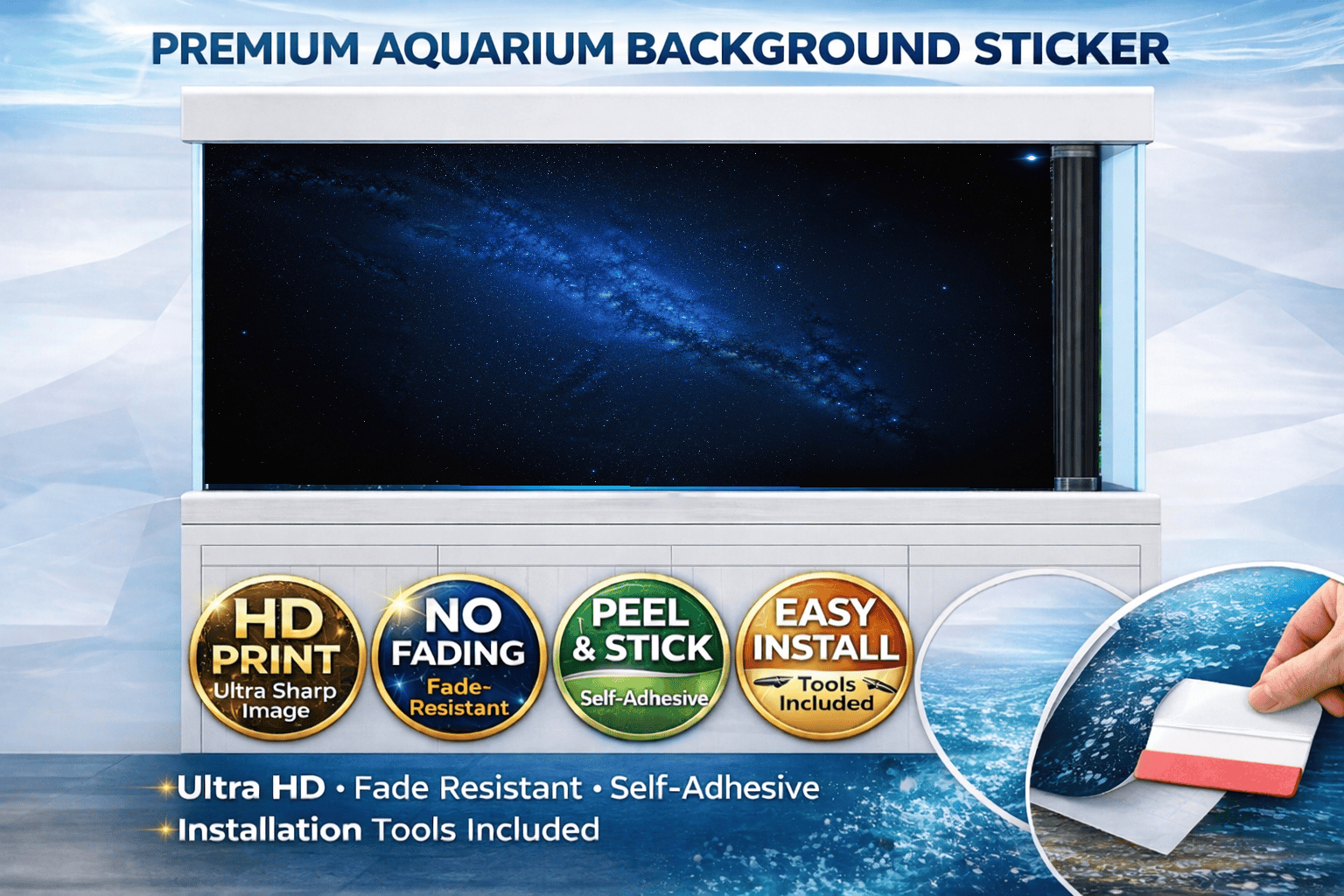 Milky Way Galaxy Aquarium Background Sticker – Premium HD Fish Tank Backdrop