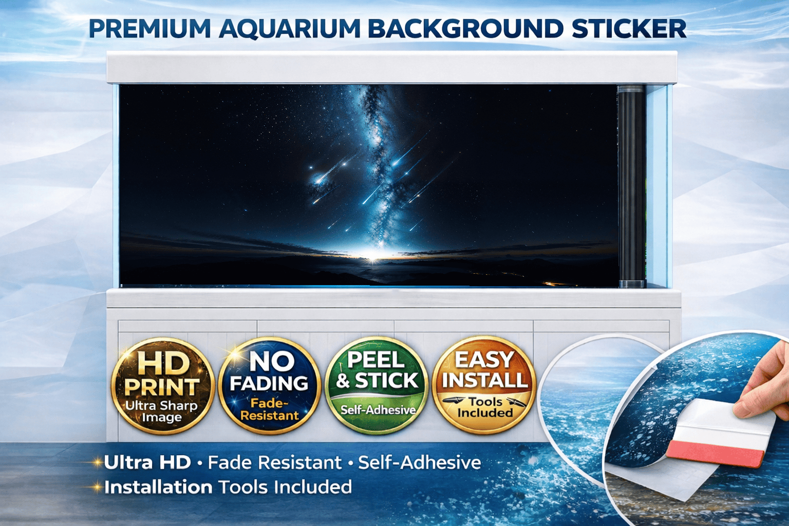 Cosmic Meteor Shower Fish Tank Background – Premium Aquarium Wallpaper