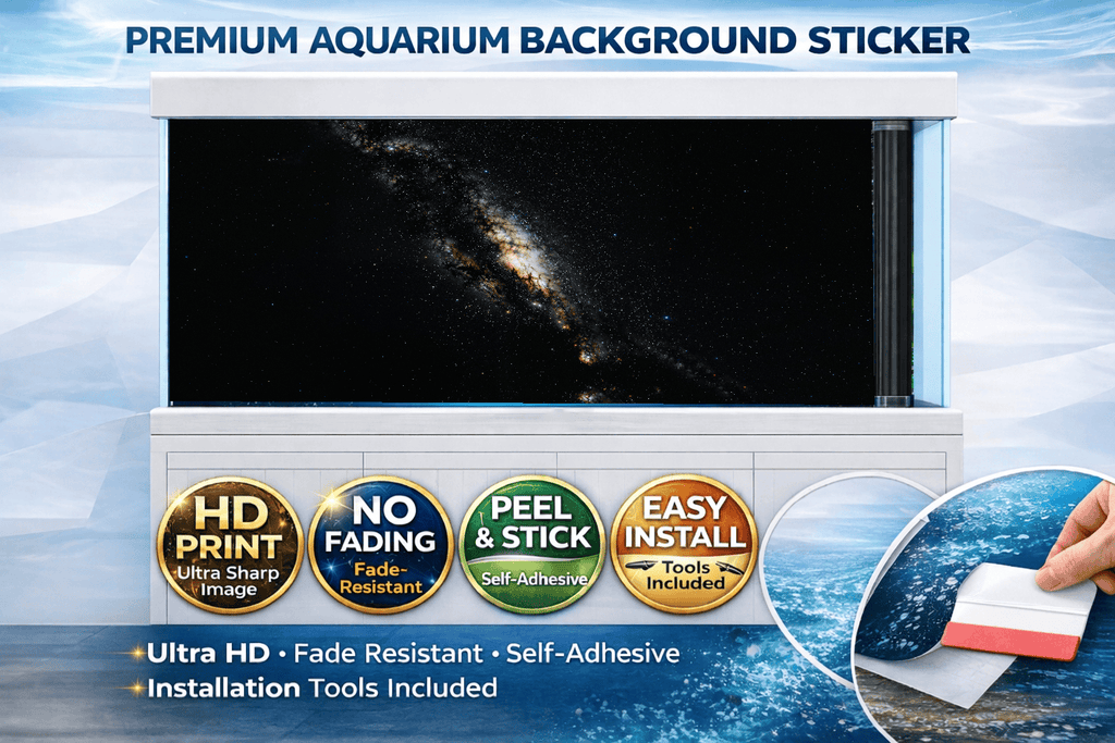 Galaxy Core Aquarium Background decal by Aquarium Backround Trung3D, featuring an ultra HD fish tank backdrop with vibrant galaxy design.