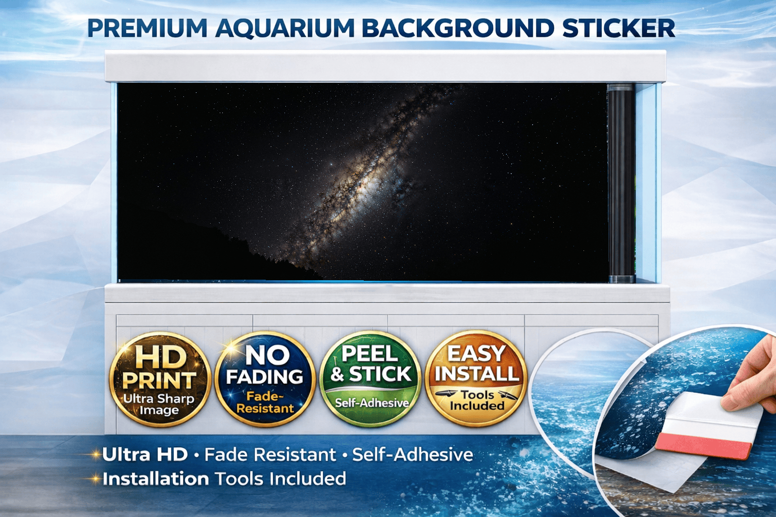Galaxy Core Aquarium Background – Self Adhesive Fish Tank Backdrop