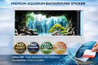 HD waterfall cave aquarium background decal by Aquarium Background Trung3D, featuring a realistic cave and waterfall scene for fish tanks.