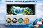 3D waterfall aquarium background decal by Aquarium Backround Trung3D, featuring vibrant underwater scenery for fish tanks.