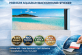 Crystal Beach Aquarium Background Sticker by Aquarium Backround Trung3D featuring vibrant tropical sea fish and coral for fish tank decor.