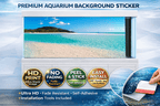 Crystal Beach Aquarium Background Sticker by Aquarium Backround Trung3D featuring vibrant tropical sea fish and coral for fish tank decor.