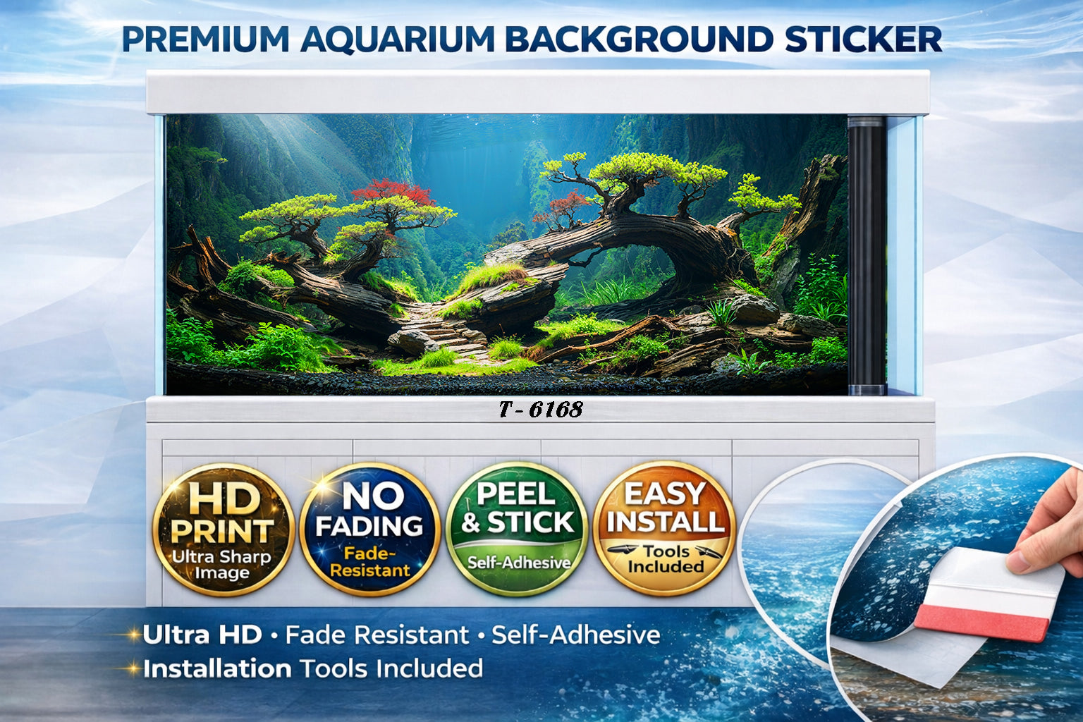 3D Aquarium Background Sticker – HD Bonsai Driftwood Aquascape Wallpaper - Aquarium Backround Trung3D
