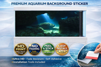 Sunlit ocean cave aquarium background decal by Aquarium Backround Trung3D, featuring a 3D fish tank backdrop with vibrant underwater cave scene.
