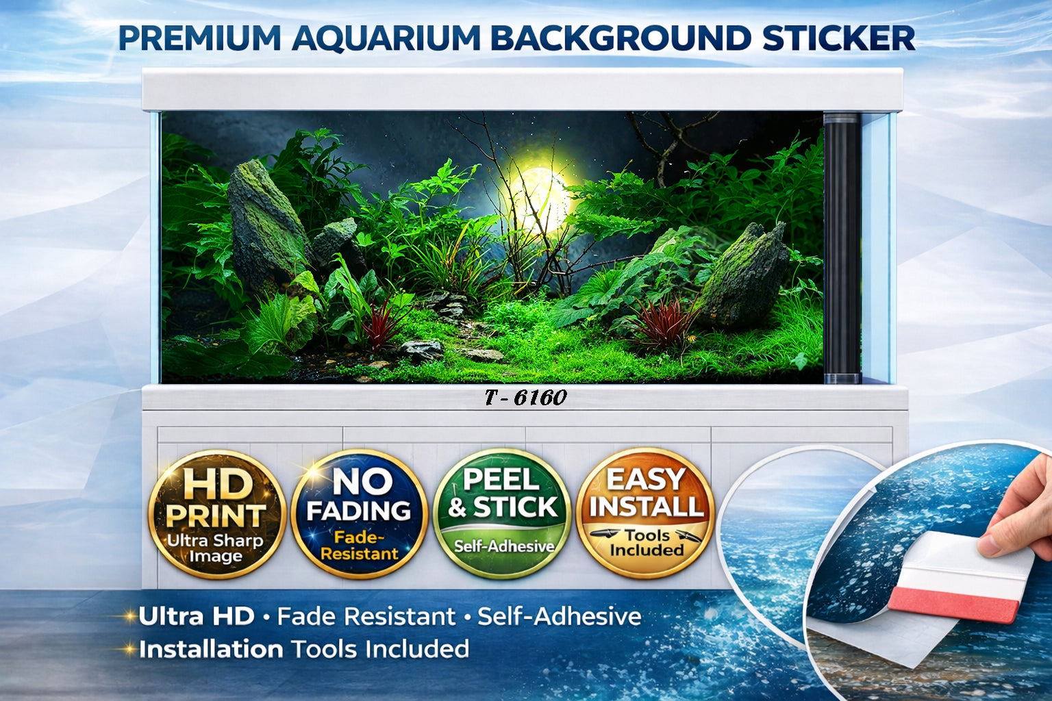 3D Aquarium Background Sticker – HD Mountain River Aquascape Wallpaper - Aquarium Backround Trung3D